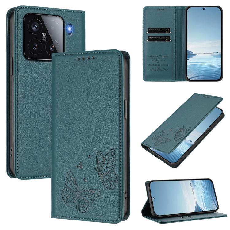 Strong Magnetic Dual Butterfly RFID Vegan Leather Phone Case, For Xiaomi Poco X7 5G / Redmi Note 14 Pro 5G, For Xiaomi 15 Ultra, For Xiaomi Poco X7 Pro 5G, For Xiaomi Poco M7 Pro 5G / Redmi Note 14 5G, For Xiaomi 15 Pro, For Xiaomi 15, For Xiaomi 14T P...