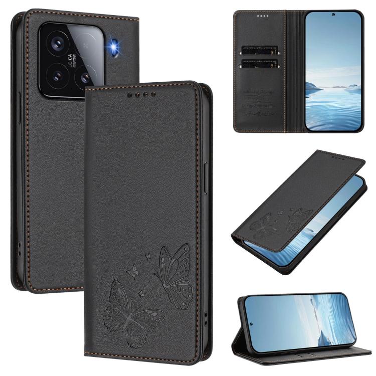 Strong Magnetic Dual Butterfly RFID Vegan Leather Phone Case, For Xiaomi Poco X7 5G / Redmi Note 14 Pro 5G, For Xiaomi 15 Ultra, For Xiaomi Poco X7 Pro 5G, For Xiaomi Poco M7 Pro 5G / Redmi Note 14 5G, For Xiaomi 15 Pro, For Xiaomi 15, For Xiaomi 14T P...