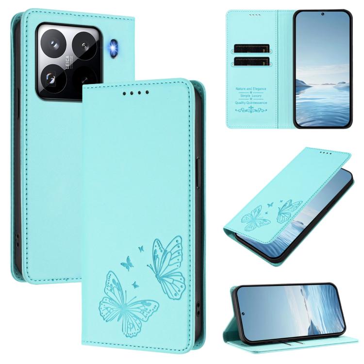 Strong Magnetic Dual Butterfly RFID Vegan Leather Phone Case, For Xiaomi Poco X7 5G / Redmi Note 14 Pro 5G, For Xiaomi 15 Ultra, For Xiaomi Poco X7 Pro 5G, For Xiaomi Poco M7 Pro 5G / Redmi Note 14 5G, For Xiaomi 15 Pro, For Xiaomi 15, For Xiaomi 14T P...