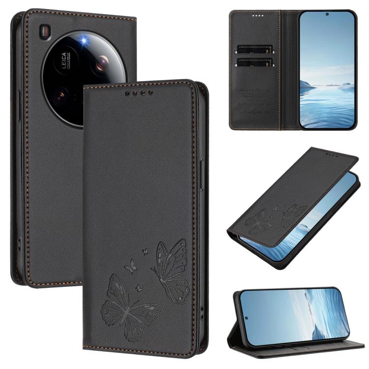 Strong Magnetic Dual Butterfly RFID Vegan Leather Phone Case, For Xiaomi Poco X7 5G / Redmi Note 14 Pro 5G, For Xiaomi 15 Ultra, For Xiaomi Poco X7 Pro 5G, For Xiaomi Poco M7 Pro 5G / Redmi Note 14 5G, For Xiaomi 15 Pro, For Xiaomi 15, For Xiaomi 14T P...