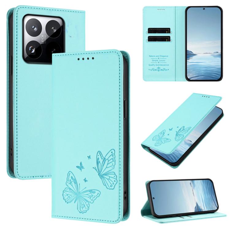 Strong Magnetic Dual Butterfly RFID Vegan Leather Phone Case, For Xiaomi Poco M7 4G 169mm, For Xiaomi Poco M7 4G 171mm, For Xiaomi 15T Pro 5G, For Xiaomi 15T 5G, For Xiaomi 15S Pro, For Xiaomi Poco F7 / Redmi Turbo 4 Pro                                ...