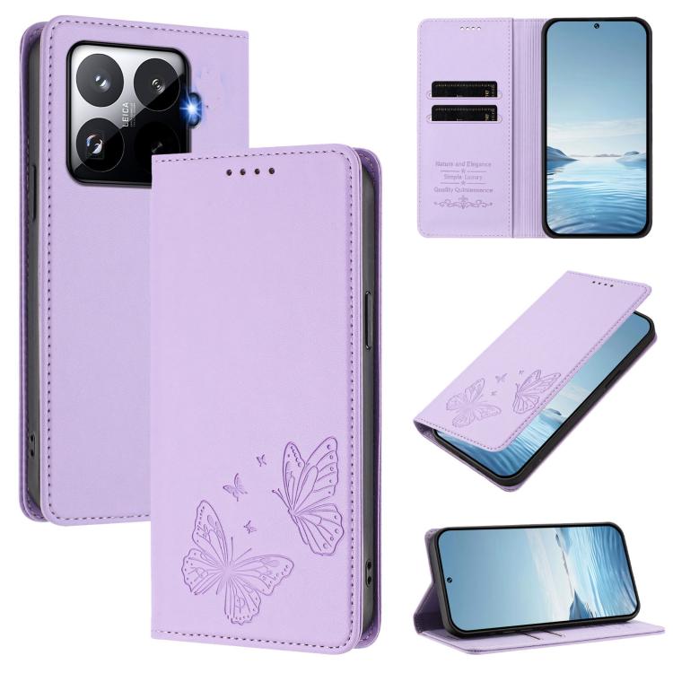 Strong Magnetic Dual Butterfly RFID Vegan Leather Phone Case, For Xiaomi Poco M7 4G 169mm, For Xiaomi Poco M7 4G 171mm, For Xiaomi 15T Pro 5G, For Xiaomi 15T 5G, For Xiaomi 15S Pro, For Xiaomi Poco F7 / Redmi Turbo 4 Pro                                ...