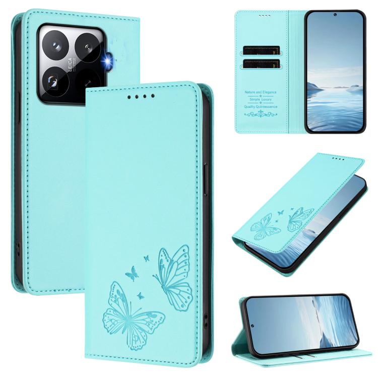 Strong Magnetic Dual Butterfly RFID Vegan Leather Phone Case, For Xiaomi Poco M7 4G 169mm, For Xiaomi Poco M7 4G 171mm, For Xiaomi 15T Pro 5G, For Xiaomi 15T 5G, For Xiaomi 15S Pro, For Xiaomi Poco F7 / Redmi Turbo 4 Pro                                ...