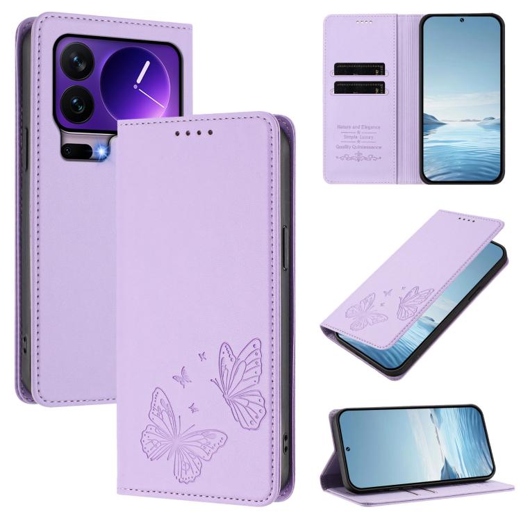 Strong Magnetic Dual Butterfly RFID Vegan Leather Phone Case, For Xiaomi 17 Max 5G, For Xiaomi 17T Pro 5G, For Xiaomi Poco X8 Pro 5G / Redmi Turbo 5 5G, For Xiaomi 17 Ultra, For Xiaomi Poco F8 Ultra 5G / Redmi K90 Pro Max                               ...