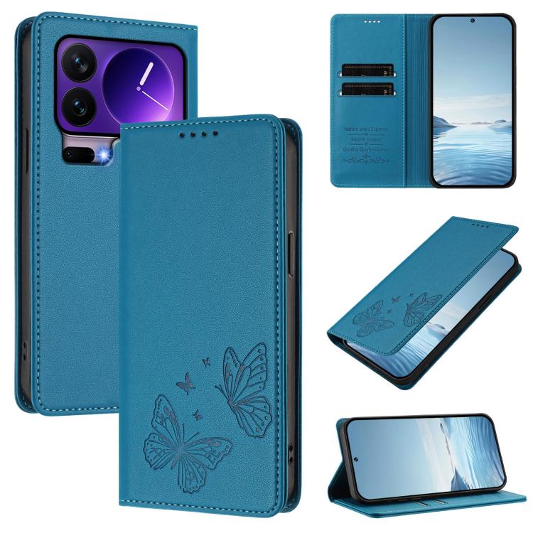 Strong Magnetic Dual Butterfly RFID Vegan Leather Phone Case, For Xiaomi 17 Max 5G, For Xiaomi 17T Pro 5G, For Xiaomi Poco X8 Pro 5G / Redmi Turbo 5 5G, For Xiaomi 17 Ultra, For Xiaomi Poco F8 Ultra 5G / Redmi K90 Pro Max                               ...