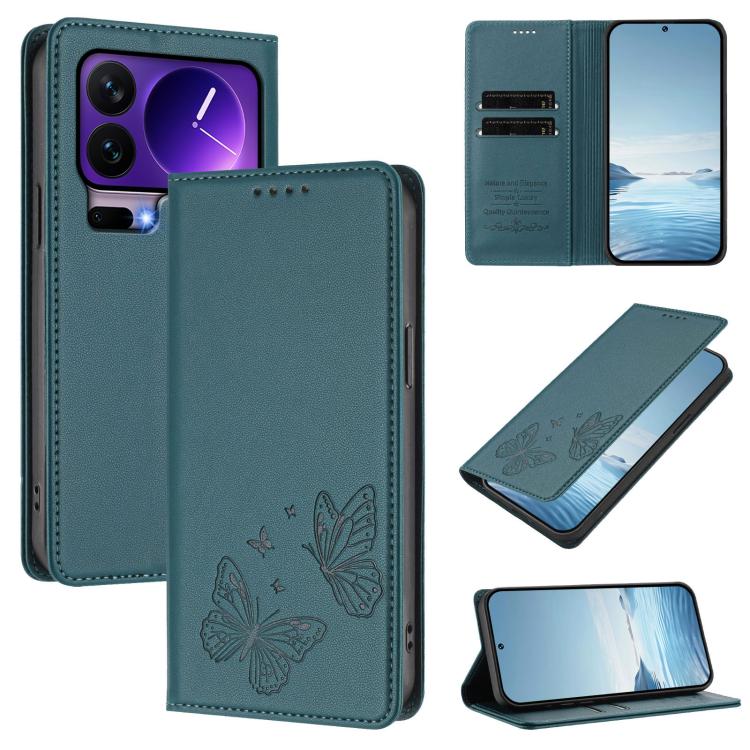 Strong Magnetic Dual Butterfly RFID Vegan Leather Phone Case, For Xiaomi 17 Max 5G, For Xiaomi 17T Pro 5G, For Xiaomi Poco X8 Pro 5G / Redmi Turbo 5 5G, For Xiaomi 17 Ultra, For Xiaomi Poco F8 Ultra 5G / Redmi K90 Pro Max                               ...