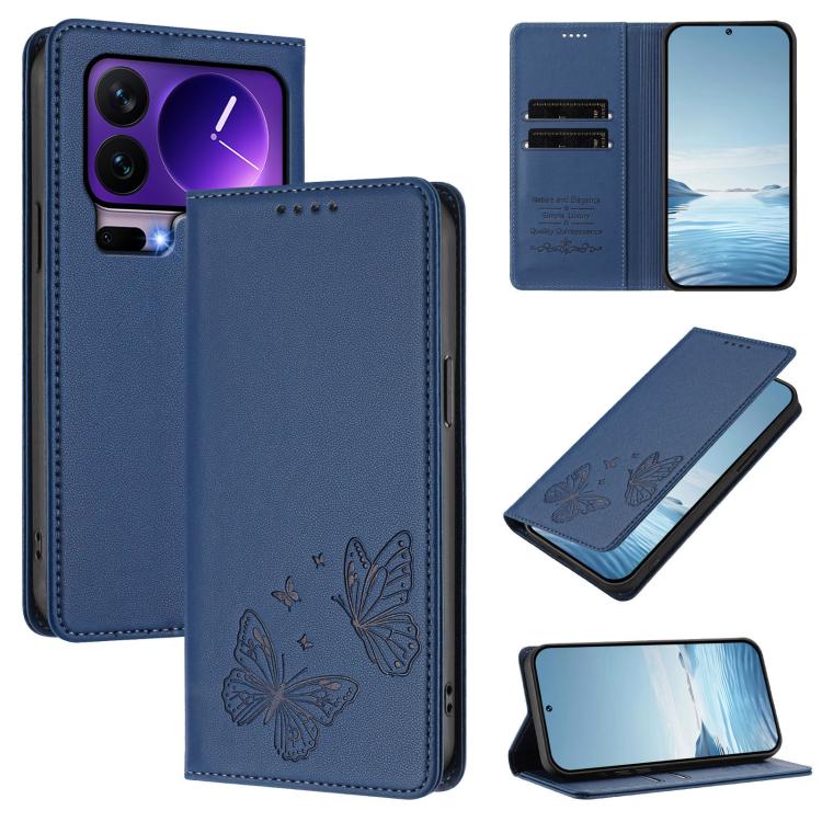 Strong Magnetic Dual Butterfly RFID Vegan Leather Phone Case, For Xiaomi 17 Max 5G, For Xiaomi 17T Pro 5G, For Xiaomi Poco X8 Pro 5G / Redmi Turbo 5 5G, For Xiaomi 17 Ultra, For Xiaomi Poco F8 Ultra 5G / Redmi K90 Pro Max                               ...