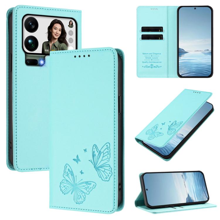 Strong Magnetic Dual Butterfly RFID Vegan Leather Phone Case, For Xiaomi 17 Max 5G, For Xiaomi 17T Pro 5G, For Xiaomi Poco X8 Pro 5G / Redmi Turbo 5 5G, For Xiaomi 17 Ultra, For Xiaomi Poco F8 Ultra 5G / Redmi K90 Pro Max                               ...