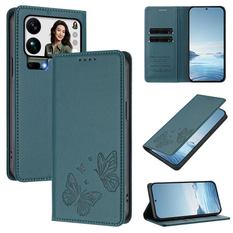 Strong Magnetic Dual Butterfly RFID Vegan Leather Phone Case, For Xiaomi 17 Max 5G, For Xiaomi 17T Pro 5G, For Xiaomi Poco X8 Pro 5G / Redmi Turbo 5 5G, For Xiaomi 17 Ultra, For Xiaomi Poco F8 Ultra 5G / Redmi K90 Pro Max                               ...