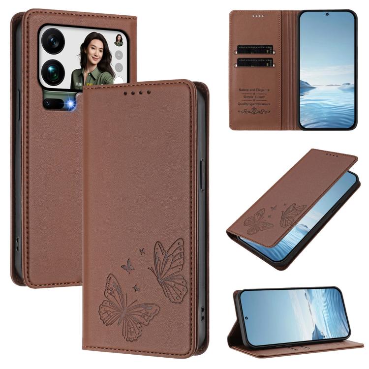 Strong Magnetic Dual Butterfly RFID Vegan Leather Phone Case, For Xiaomi 17 Max 5G, For Xiaomi 17T Pro 5G, For Xiaomi Poco X8 Pro 5G / Redmi Turbo 5 5G, For Xiaomi 17 Ultra, For Xiaomi Poco F8 Ultra 5G / Redmi K90 Pro Max                               ...