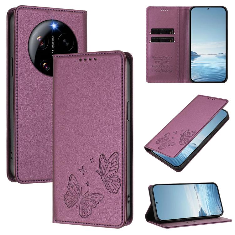 Strong Magnetic Dual Butterfly RFID Vegan Leather Phone Case, For Xiaomi 17 Max 5G, For Xiaomi 17T Pro 5G, For Xiaomi Poco X8 Pro 5G / Redmi Turbo 5 5G, For Xiaomi 17 Ultra, For Xiaomi Poco F8 Ultra 5G / Redmi K90 Pro Max                               ...