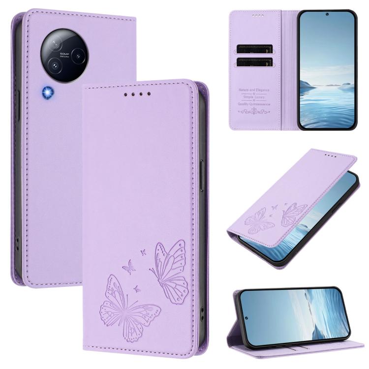 Strong Magnetic Dual Butterfly RFID Vegan Leather Phone Case, For Xiaomi Poco F6 Pro / Redmi K70 / K70 Pro, For Xiaomi Poco X6 Neo, For Xiaomi Poco X6 Pro, For Xiaomi 14 Ultra, For Xiaomi 14 Pro, For Xiaomi 14, For Xiaomi 13T / 13T Pro / Redmi K60 Ultr...