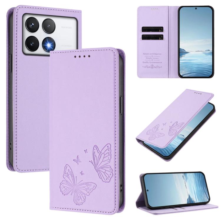 Strong Magnetic Dual Butterfly RFID Vegan Leather Phone Case, For Xiaomi Poco F6 Pro / Redmi K70 / K70 Pro, For Xiaomi Poco X6 Neo, For Xiaomi Poco X6 Pro, For Xiaomi 14 Ultra, For Xiaomi 14 Pro, For Xiaomi 14, For Xiaomi 13T / 13T Pro / Redmi K60 Ultr...