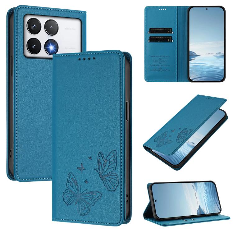Strong Magnetic Dual Butterfly RFID Vegan Leather Phone Case, For Xiaomi Poco F6 Pro / Redmi K70 / K70 Pro, For Xiaomi Poco X6 Neo, For Xiaomi Poco X6 Pro, For Xiaomi 14 Ultra, For Xiaomi 14 Pro, For Xiaomi 14, For Xiaomi 13T / 13T Pro / Redmi K60 Ultr...