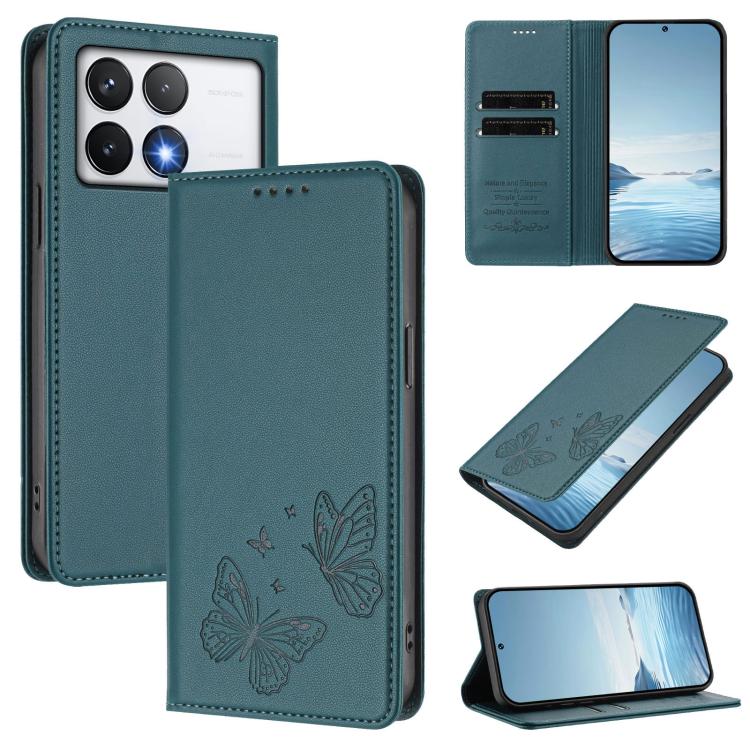 Strong Magnetic Dual Butterfly RFID Vegan Leather Phone Case, For Xiaomi Poco F6 Pro / Redmi K70 / K70 Pro, For Xiaomi Poco X6 Neo, For Xiaomi Poco X6 Pro, For Xiaomi 14 Ultra, For Xiaomi 14 Pro, For Xiaomi 14, For Xiaomi 13T / 13T Pro / Redmi K60 Ultr...