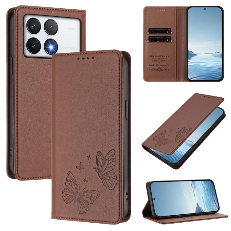 Strong Magnetic Dual Butterfly RFID Vegan Leather Phone Case, For Xiaomi Poco F6 Pro / Redmi K70 / K70 Pro, For Xiaomi Poco X6 Neo, For Xiaomi Poco X6 Pro, For Xiaomi 14 Ultra, For Xiaomi 14 Pro, For Xiaomi 14, For Xiaomi 13T / 13T Pro / Redmi K60 Ultr...
