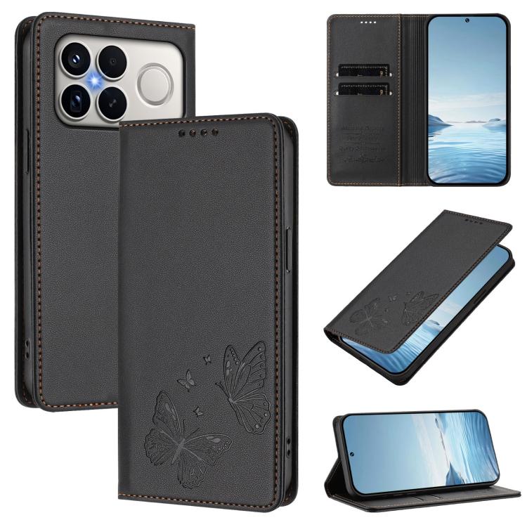 Strong Magnetic Dual Butterfly RFID Vegan Leather Phone Case, For Xiaomi 17 Max 5G, For Xiaomi 17T Pro 5G, For Xiaomi Poco X8 Pro 5G / Redmi Turbo 5 5G, For Xiaomi 17 Ultra, For Xiaomi Poco F8 Ultra 5G / Redmi K90 Pro Max                               ...
