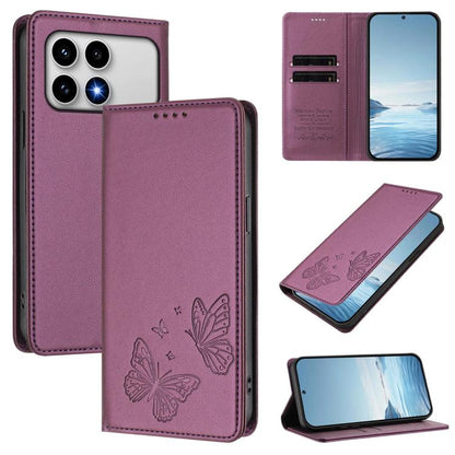 Strong Magnetic Dual Butterfly RFID Vegan Leather Phone Case, For Xiaomi 17 Max 5G, For Xiaomi 17T Pro 5G, For Xiaomi Poco X8 Pro 5G / Redmi Turbo 5 5G, For Xiaomi 17 Ultra, For Xiaomi Poco F8 Ultra 5G / Redmi K90 Pro Max                               ...