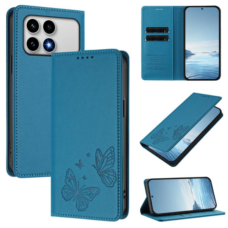 Strong Magnetic Dual Butterfly RFID Vegan Leather Phone Case, For Xiaomi 17 Max 5G, For Xiaomi 17T Pro 5G, For Xiaomi Poco X8 Pro 5G / Redmi Turbo 5 5G, For Xiaomi 17 Ultra, For Xiaomi Poco F8 Ultra 5G / Redmi K90 Pro Max                               ...