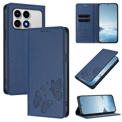 Strong Magnetic Dual Butterfly RFID Vegan Leather Phone Case, For Xiaomi 17 Max 5G, For Xiaomi 17T Pro 5G, For Xiaomi Poco X8 Pro 5G / Redmi Turbo 5 5G, For Xiaomi 17 Ultra, For Xiaomi Poco F8 Ultra 5G / Redmi K90 Pro Max                               ...