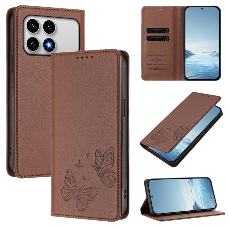 Strong Magnetic Dual Butterfly RFID Vegan Leather Phone Case, For Xiaomi 17 Max 5G, For Xiaomi 17T Pro 5G, For Xiaomi Poco X8 Pro 5G / Redmi Turbo 5 5G, For Xiaomi 17 Ultra, For Xiaomi Poco F8 Ultra 5G / Redmi K90 Pro Max                               ...