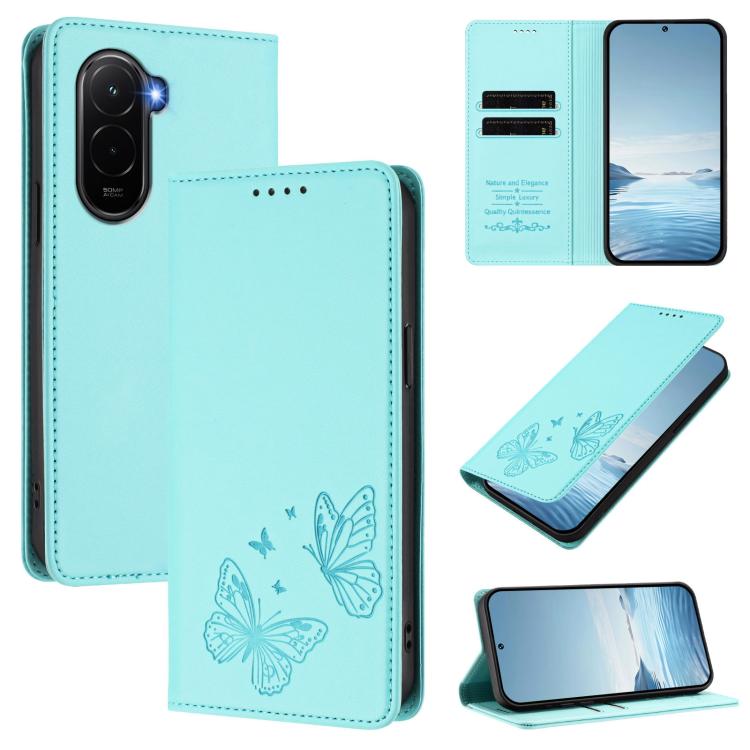 Strong Magnetic Dual Butterfly RFID Vegan Leather Phone Case, For Xiaomi Poco M7 4G 169mm, For Xiaomi Poco M7 4G 171mm, For Xiaomi 15T Pro 5G, For Xiaomi 15T 5G, For Xiaomi 15S Pro, For Xiaomi Poco F7 / Redmi Turbo 4 Pro                                ...