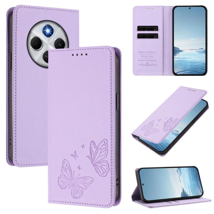 Strong Magnetic Dual Butterfly RFID Vegan Leather Phone Case, For Xiaomi Poco M7 4G 169mm, For Xiaomi Poco M7 4G 171mm, For Xiaomi 15T Pro 5G, For Xiaomi 15T 5G, For Xiaomi 15S Pro, For Xiaomi Poco F7 / Redmi Turbo 4 Pro                                ...