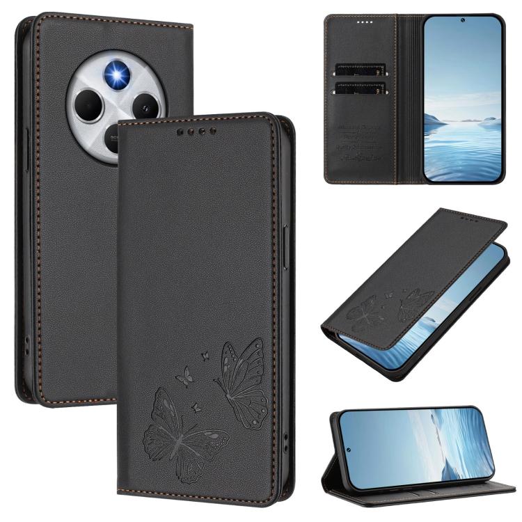 Strong Magnetic Dual Butterfly RFID Vegan Leather Phone Case, For Xiaomi Poco M7 4G 169mm, For Xiaomi Poco M7 4G 171mm, For Xiaomi 15T Pro 5G, For Xiaomi 15T 5G, For Xiaomi 15S Pro, For Xiaomi Poco F7 / Redmi Turbo 4 Pro                                ...