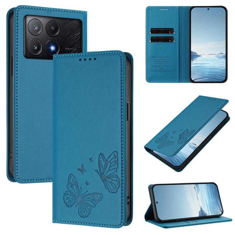 Strong Magnetic Dual Butterfly RFID Vegan Leather Phone Case, For Xiaomi Poco F6 Pro / Redmi K70 / K70 Pro, For Xiaomi Poco X6 Neo, For Xiaomi Poco X6 Pro, For Xiaomi 14 Ultra, For Xiaomi 14 Pro, For Xiaomi 14, For Xiaomi 13T / 13T Pro / Redmi K60 Ultr...