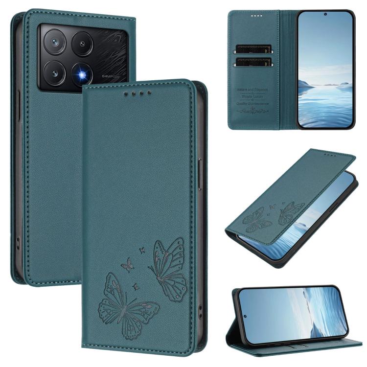 Strong Magnetic Dual Butterfly RFID Vegan Leather Phone Case, For Xiaomi Poco F6 Pro / Redmi K70 / K70 Pro, For Xiaomi Poco X6 Neo, For Xiaomi Poco X6 Pro, For Xiaomi 14 Ultra, For Xiaomi 14 Pro, For Xiaomi 14, For Xiaomi 13T / 13T Pro / Redmi K60 Ultr...