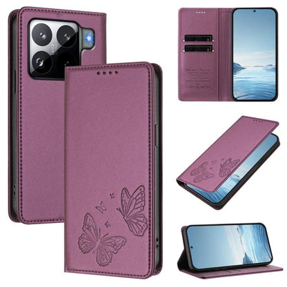 Strong Magnetic Dual Butterfly RFID Vegan Leather Phone Case, For Xiaomi Poco M7 4G 169mm, For Xiaomi Poco M7 4G 171mm, For Xiaomi 15T Pro 5G, For Xiaomi 15T 5G, For Xiaomi 15S Pro, For Xiaomi Poco F7 / Redmi Turbo 4 Pro                                ...