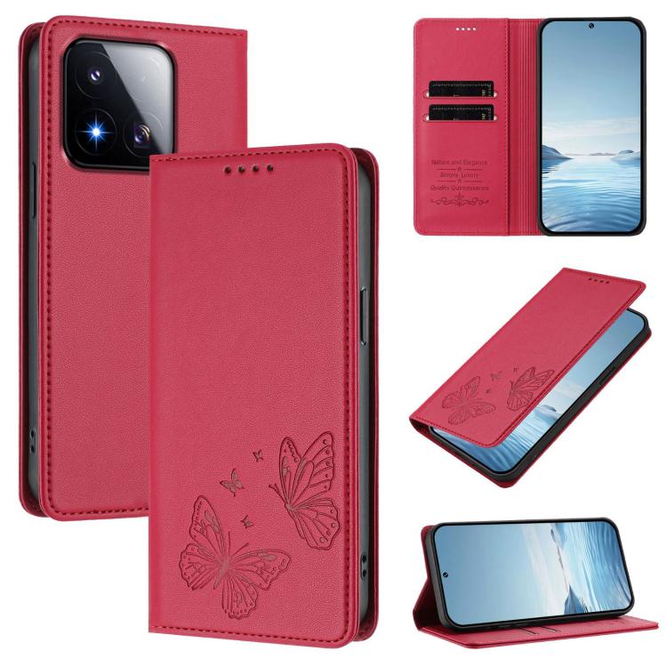 Strong Magnetic Dual Butterfly RFID Vegan Leather Phone Case, For Xiaomi 17 Max 5G, For Xiaomi 17T Pro 5G, For Xiaomi Poco X8 Pro 5G / Redmi Turbo 5 5G, For Xiaomi 17 Ultra, For Xiaomi Poco F8 Ultra 5G / Redmi K90 Pro Max                               ...
