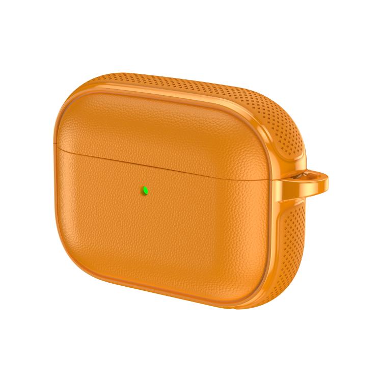 Split Design Vegan Leather Texture Earphone Protective Case With Metal Hook, For AirPods Pro 3, For AirPods Pro 2 / AirPods Pro
