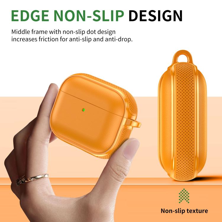 Split Design Vegan Leather Texture Earphone Protective Case With Metal Hook, For AirPods Pro 3, For AirPods Pro 2 / AirPods Pro