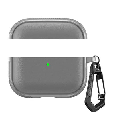 Split Design Vegan Leather Texture Earphone Protective Case With Metal Hook, For AirPods Pro 3, For AirPods Pro 2 / AirPods Pro