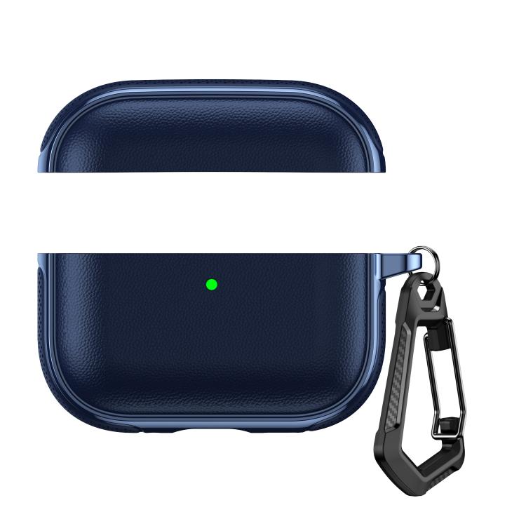 Split Design Vegan Leather Texture Earphone Protective Case With Metal Hook, For AirPods Pro 3, For AirPods Pro 2 / AirPods Pro