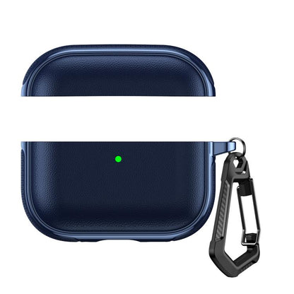 Split Design Vegan Leather Texture Earphone Protective Case With Metal Hook, For AirPods Pro 3, For AirPods Pro 2 / AirPods Pro