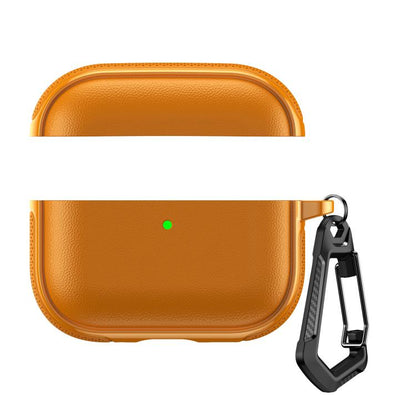 Split Design Vegan Leather Texture Earphone Protective Case With Metal Hook, For AirPods Pro 3, For AirPods Pro 2 / AirPods Pro