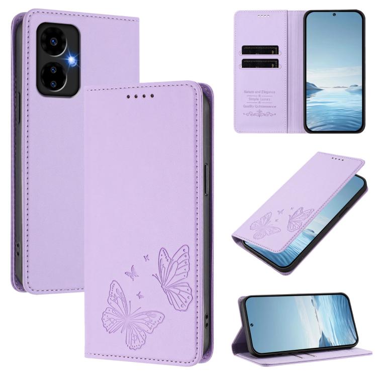 Strong Magnetic Dual Butterfly RFID Vegan Leather Phone Case, For Boost Mobile Summit 5G, For Boost Mobile Celero 5G 2024 / Celero 3 5G, For Boost Mobile Celero 5G SC