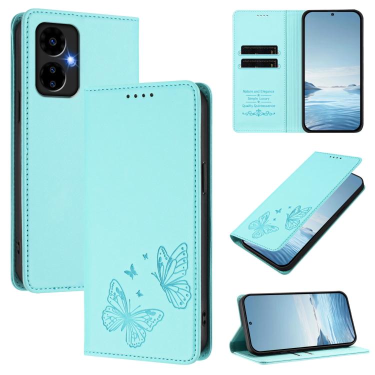 Strong Magnetic Dual Butterfly RFID Vegan Leather Phone Case, For Boost Mobile Summit 5G, For Boost Mobile Celero 5G 2024 / Celero 3 5G, For Boost Mobile Celero 5G SC