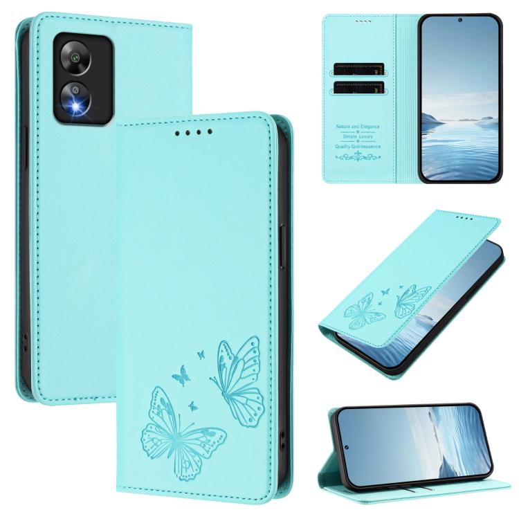 Strong Magnetic Dual Butterfly RFID Vegan Leather Phone Case, For Boost Mobile Summit 5G, For Boost Mobile Celero 5G 2024 / Celero 3 5G, For Boost Mobile Celero 5G SC
