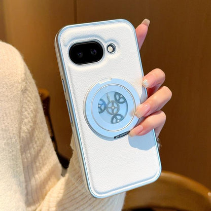 Electroplated Side-mounted Vegan Leather Magnetic Phone Case with 360 Degrees Gear Rotating Holder, For Google Pixel 10 Pro XL, For Google Pixel 10 / 10 Pro, For Google Pixel 9a, For Google Pixel 9 Pro XL, For Google Pixel 9 / 9 Pro