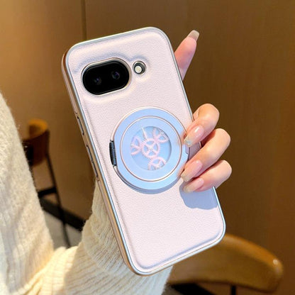 Electroplated Side-mounted Vegan Leather Magnetic Phone Case with 360 Degrees Gear Rotating Holder, For Google Pixel 10 Pro XL, For Google Pixel 10 / 10 Pro, For Google Pixel 9a, For Google Pixel 9 Pro XL, For Google Pixel 9 / 9 Pro