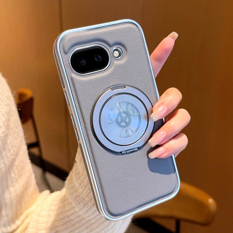 Electroplated Side-mounted Vegan Leather Magnetic Phone Case with 360 Degrees Gear Rotating Holder, For Google Pixel 10 Pro XL, For Google Pixel 10 / 10 Pro, For Google Pixel 9a, For Google Pixel 9 Pro XL, For Google Pixel 9 / 9 Pro