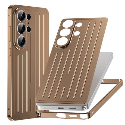 Seahorse Buckle Alloy Frame Minimalist Luggage Pattern Metal Back Phone Case, For Samsung Galaxy S26 Ultra 5G