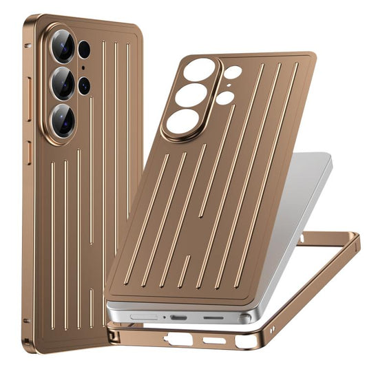 Seahorse Buckle Alloy Frame Minimalist Luggage Pattern Metal Back Phone Case, For Samsung Galaxy S26 Ultra 5G