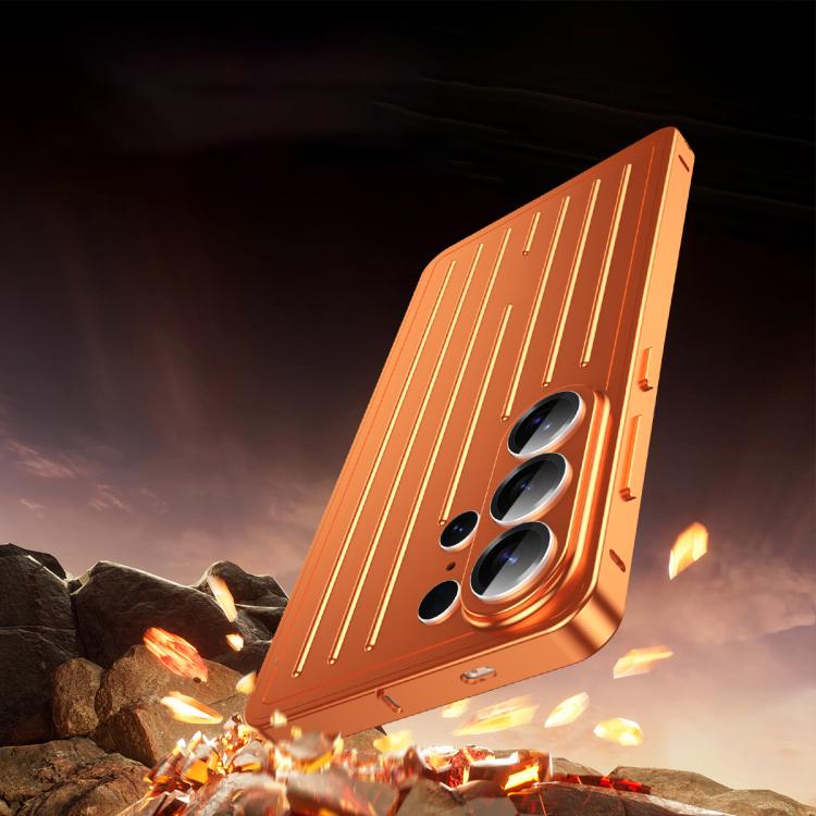 Seahorse Buckle Alloy Frame Minimalist Luggage Pattern Metal Back Phone Case, For Samsung Galaxy S26 Ultra 5G