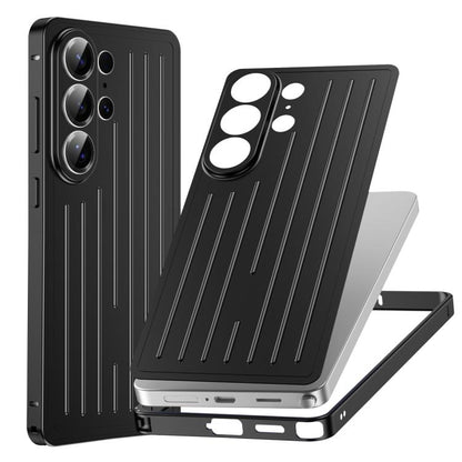 Seahorse Buckle Alloy Frame Minimalist Luggage Pattern Metal Back Phone Case, For Samsung Galaxy S26 Ultra 5G