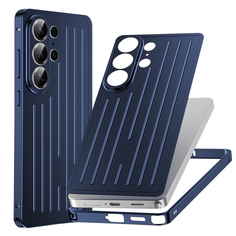 Seahorse Buckle Alloy Frame Minimalist Luggage Pattern Metal Back Phone Case, For Samsung Galaxy S26 Ultra 5G