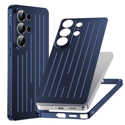 Seahorse Buckle Alloy Frame Minimalist Luggage Pattern Metal Back Phone Case, For Samsung Galaxy S26 Ultra 5G